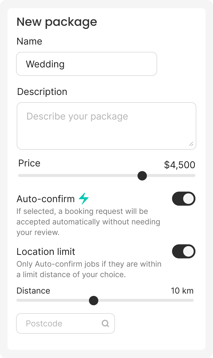 Package rules interface